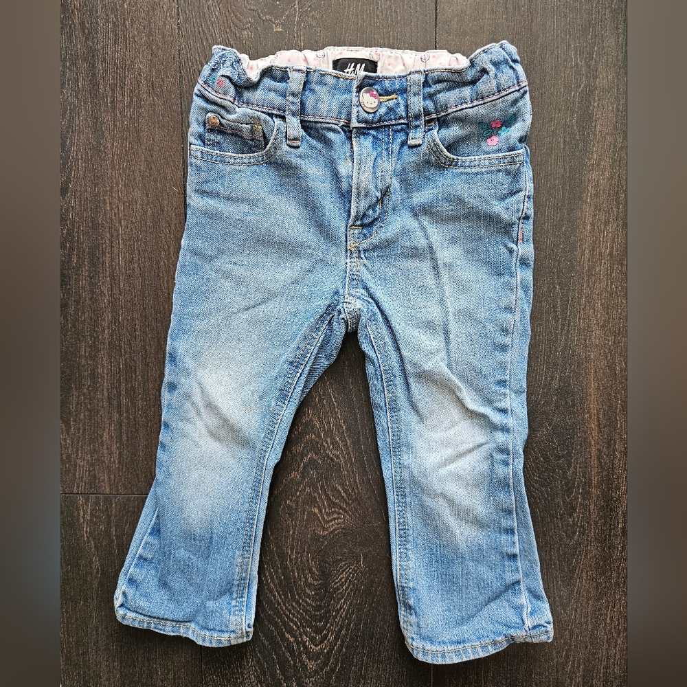H&M Hello Kitty Light Blue Denim Jeans with Pink Accents